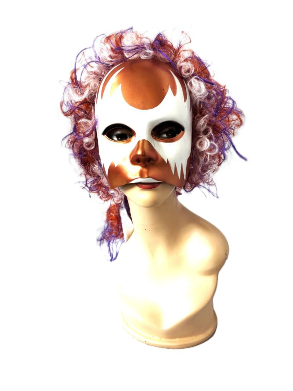 Rare VTG  90's Cesar Group Halloween Carnival Bronze White Mask W/wig NWT NOS